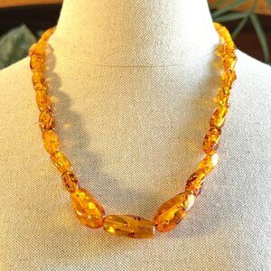 Vintage Amber Bead Necklace 24"